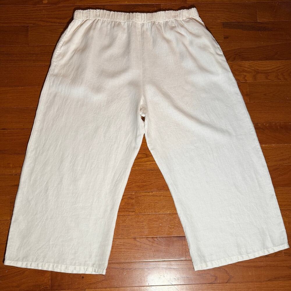 bryn WALKER 100% White Linen Pull On Pants MADE IN USA Size Large